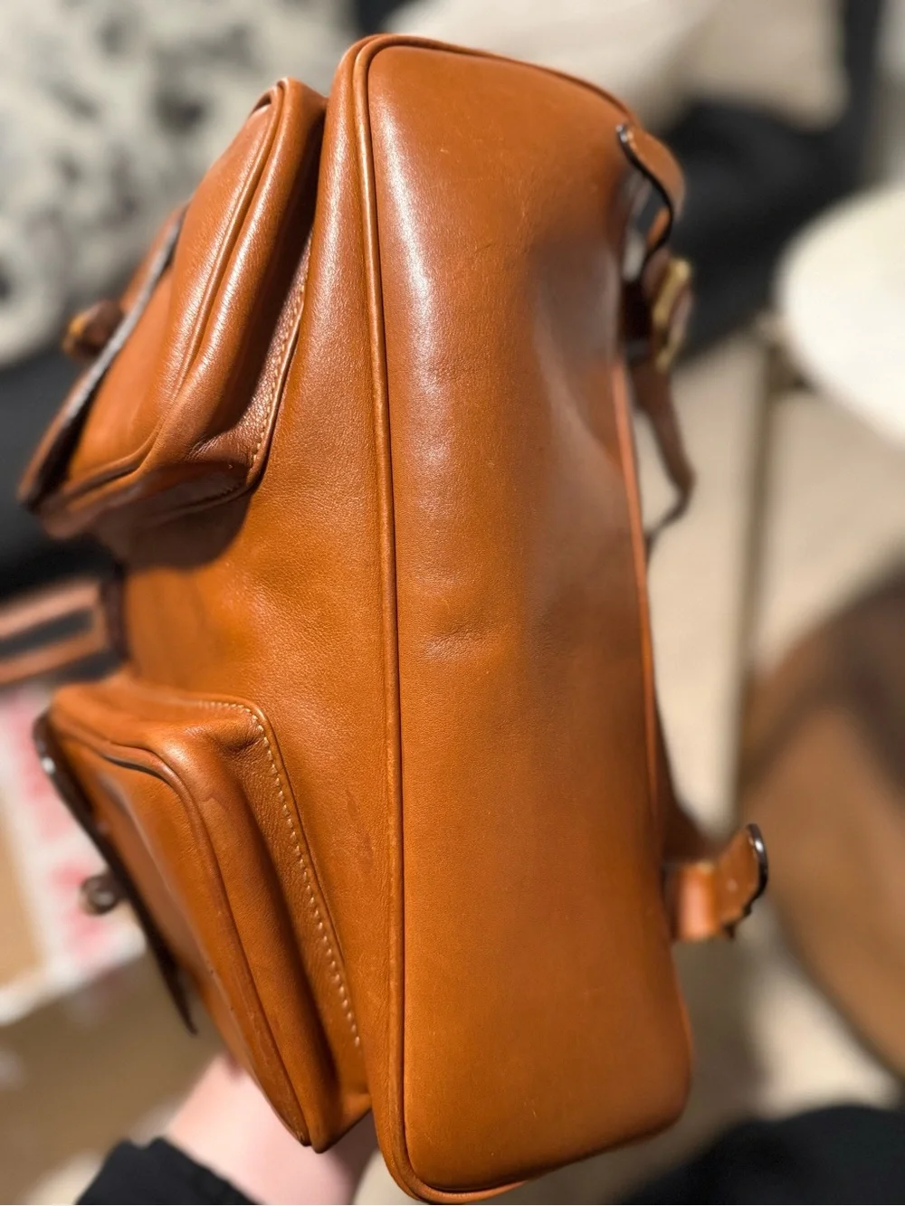 VINTAGE Gucci Brown Bamboo-Handle Leather Backpack